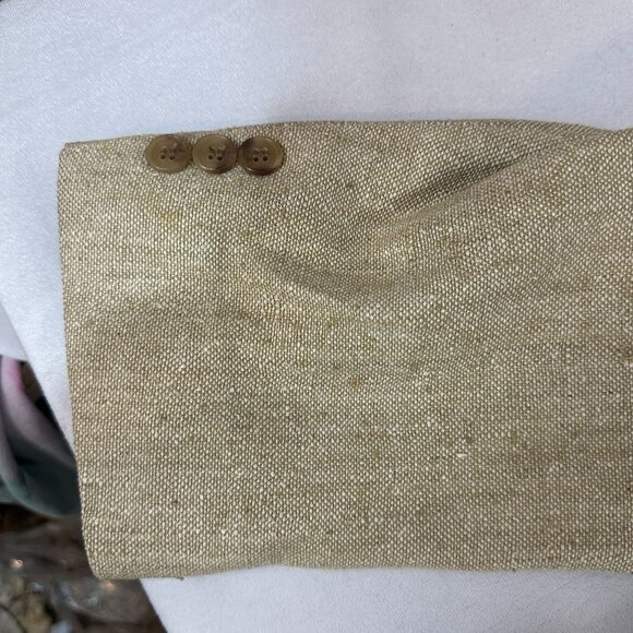 Towncraft Mens Beige Wool Blend Blazer 40S 2 Button Notch Lapel Single Vent - Picture 2 of 7